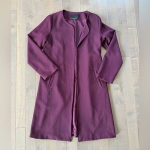 Harlowe & Graham Burgundy Topper Jacket Maroon Womens Size Large Open Front